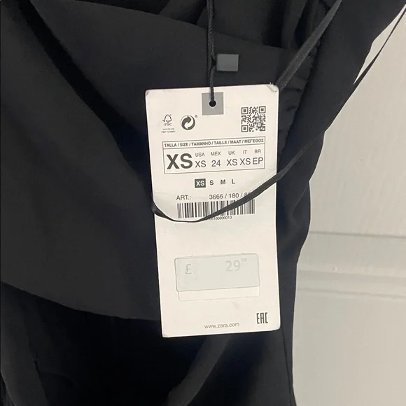 Zara Black Draped Mini Slip Dress with Double Spaghetti Straps - Picture 2 of 2